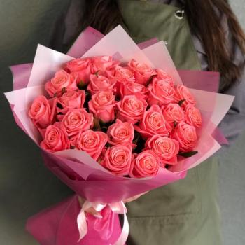Розовые розы 50 см 25 шт. (Россия) (артикул  352055)