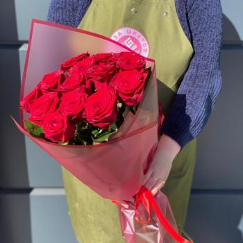Красные розы 60 см 15 шт. (Россия) артикул  352401