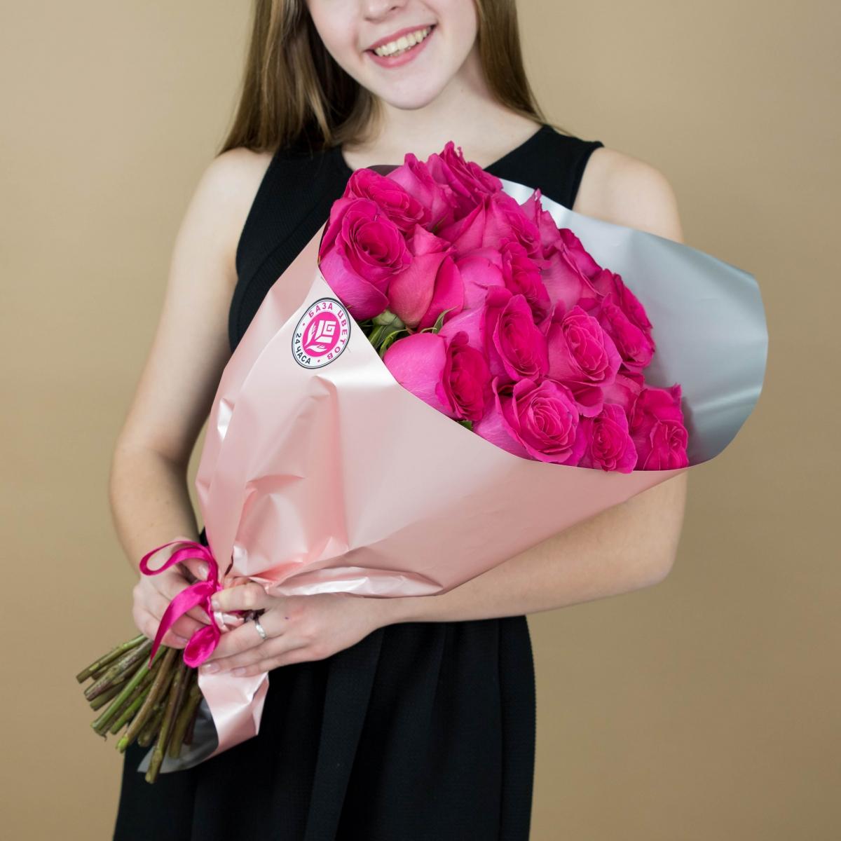 Букет из розовых роз 21 шт. (40 см) (код: 92901)