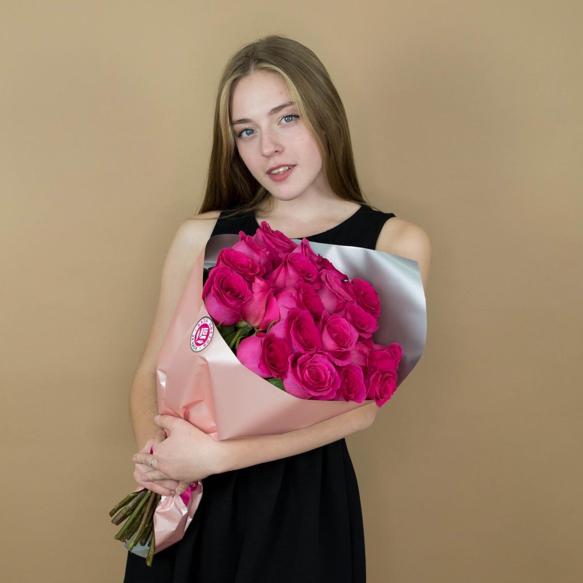 Букет из розовых роз 21 шт. (40 см) (код: 92901)