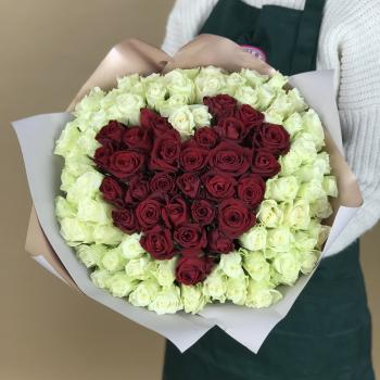 Букет 101 роза (Кения) в виде Сердца Артикул: 121446