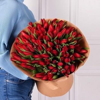 Красные тюльпаны 101 шт (articul: 150337)